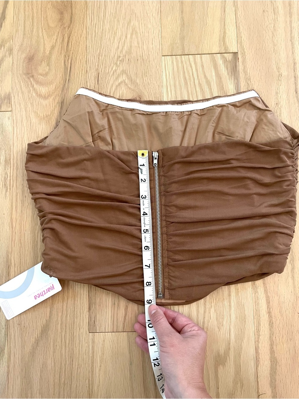 NWT Corset Top Brown Ruched Strapless Bustier Bodice Cropped Tube Parthea Sz XL - Picture 8 of 10